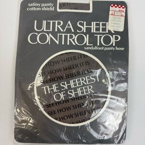 Ultra Sheer Control Top‎ Sandalfoot Pantyhose Misty Charcoal Sz Avg Vintage NEW